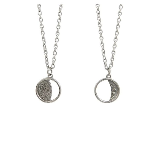 Moon Pendant Necklace Two Piece Set Online now