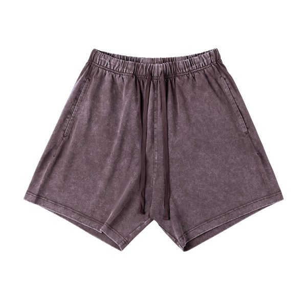 Washed Elastic Waist Shorts Fashion