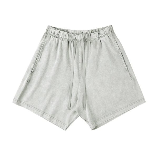 Washed Elastic Waist Shorts Fashion