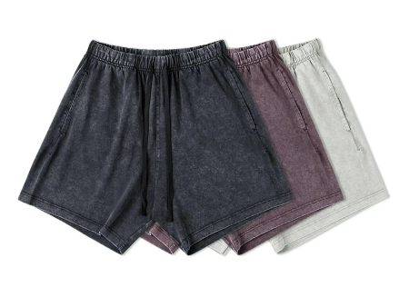 Washed Elastic Waist Shorts Fashion