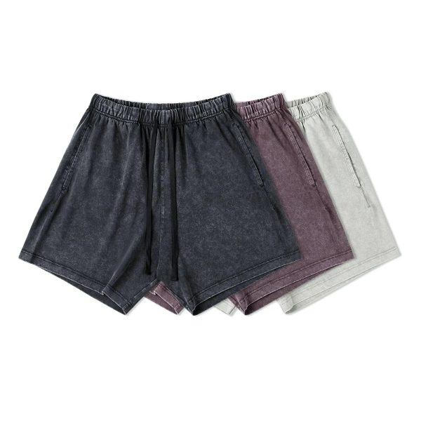 Washed Elastic Waist Shorts Fashion