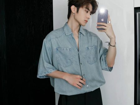 Light Blue Denim Button-Down Shirt Sale