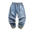 Washed Blue Fit Beamed Jeans For Cheap