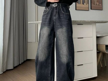 Washed Wide-leg Straight Pants Fashion