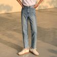 Stripe Straight Casual Jeans Online Sale