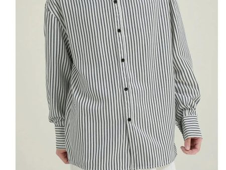 Vertical Stripe Office Shirt Hot on Sale