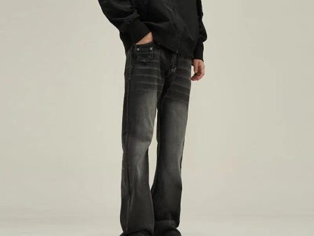 Washed Black Slim Fit Denim Flared Pants Online Hot Sale