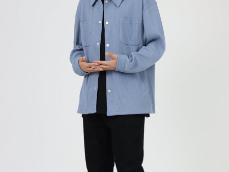 Waffle Long-sleeved Shirt Cardigan Discount