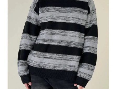 Black And Gray Striped Sweater Cheap