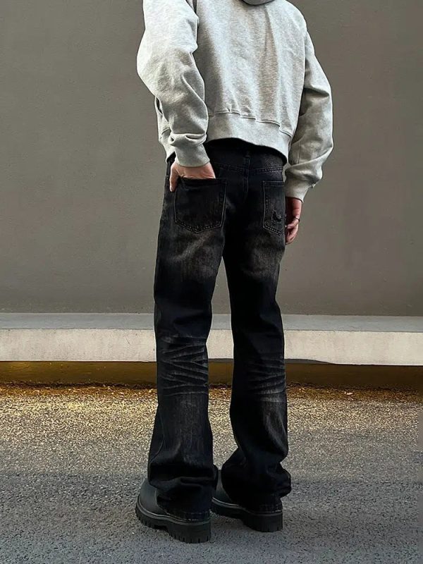 Washed Black Slim-fit Straight-leg Jeans Online