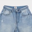 Belted Adjustable Washed Blue Jeans Discount