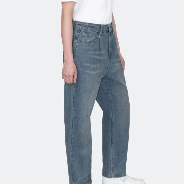 Vintage Washed Pleated Jeans on Sale