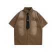 Washed Short-sleeved Shirt with Tie Online Hot Sale