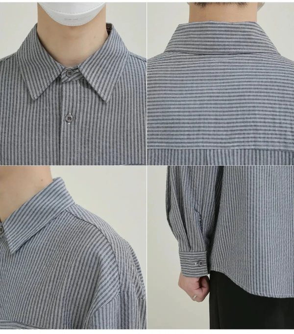 Vertical Stripe Button-down Shirt Hot on Sale