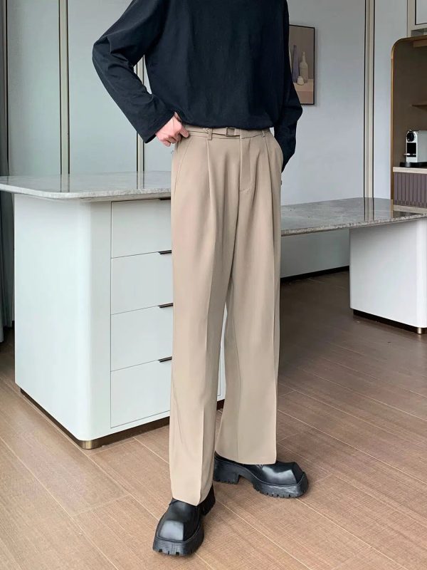 Basic Straight-leg Pleated Suit Pants Online