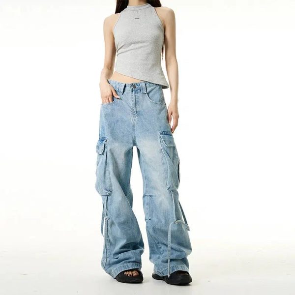 Wide-Leg Cargo Jeans For Discount