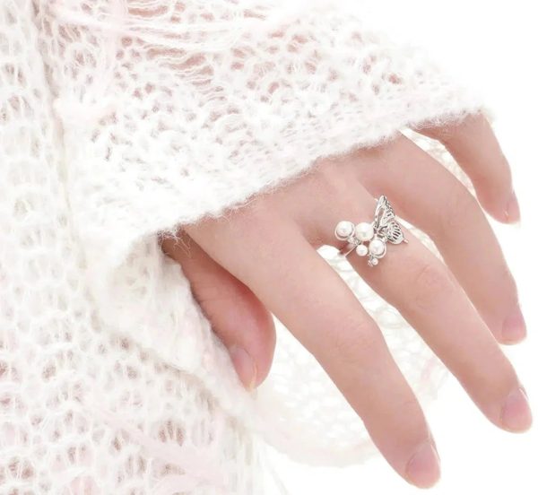 White Butterfly Ring For Discount