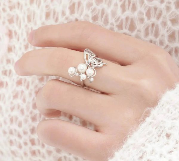 White Butterfly Ring For Discount