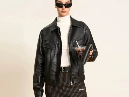 Belted Waist Structured Leather Jacket Supply