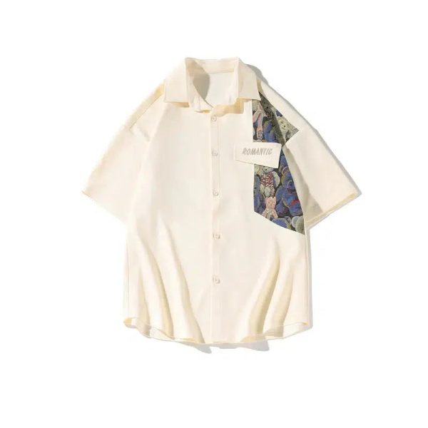 Vintage Patchwork Short Sleeve Shirt Discount