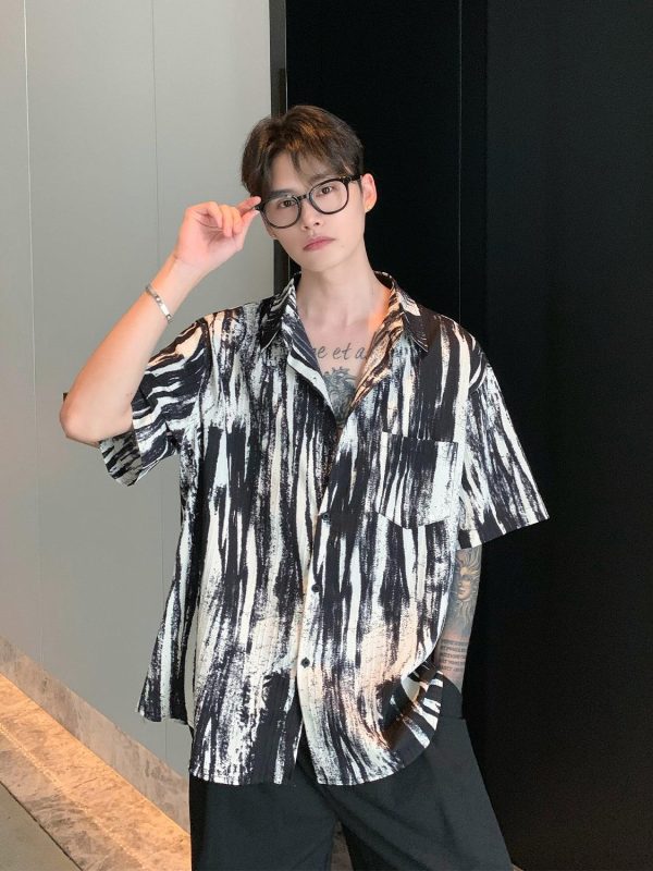 Retro Oversized Ink Splash Shirt Discount