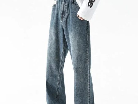 Versatile Wide-leg Washed Jeans Supply