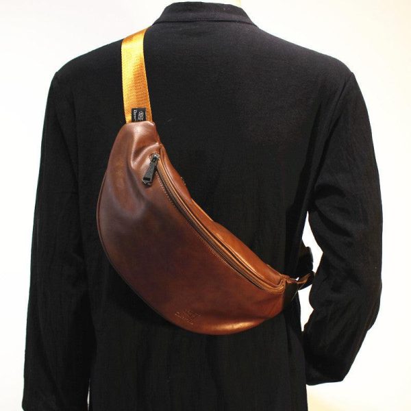 Black Faux Leather Chest Bag Online