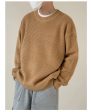 Basic Round Neck Loose Sweater For Cheap