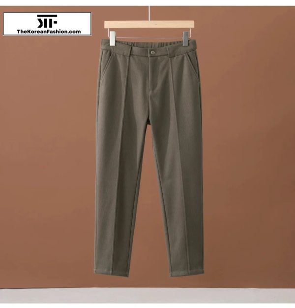 Winter Woolen Elastic Waist Suit Pants Online now