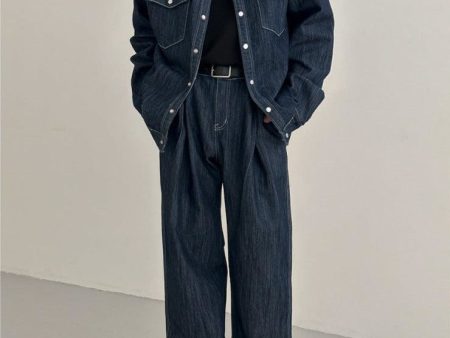 Washed Denim Tooling Style Suit For Cheap