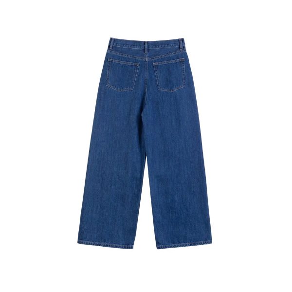 Wide-Leg Mid-waist Denim Pants Discount