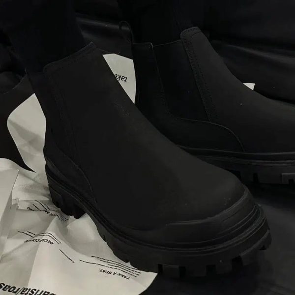 Winter Black Leather Boots Online Sale