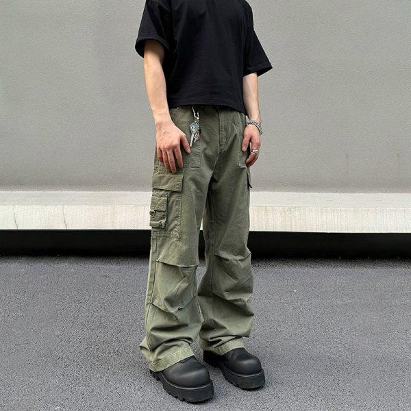 Wide Leg Denim Cargo Pants Cheap