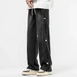 Washed Side-button Drawstring Jeans Online