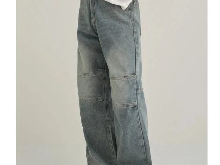 Washed Distressed Straight-leg Jeans Supply