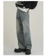 Washed Distressed Straight-leg Jeans Supply