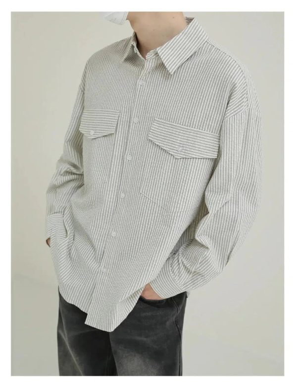 Vertical Stripe Button-down Shirt Hot on Sale