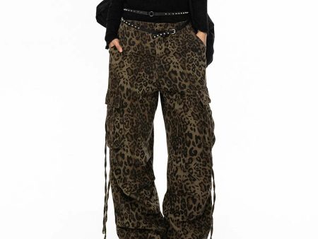 Wide-leg Leopard Print Jeans Supply