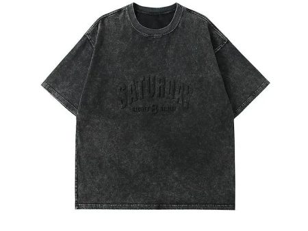 3D Letter Washed Short Sleeve T-shirt Online