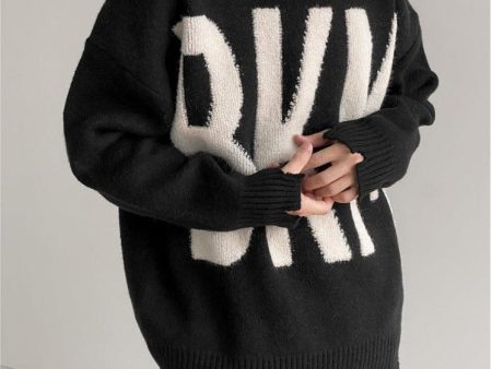 Ripped Letter Pullover Sweater Sale