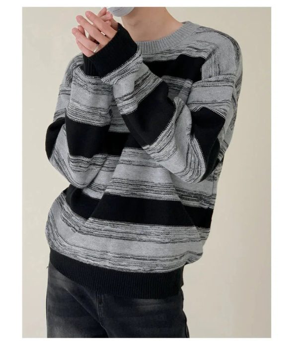 Black And Gray Striped Sweater Cheap