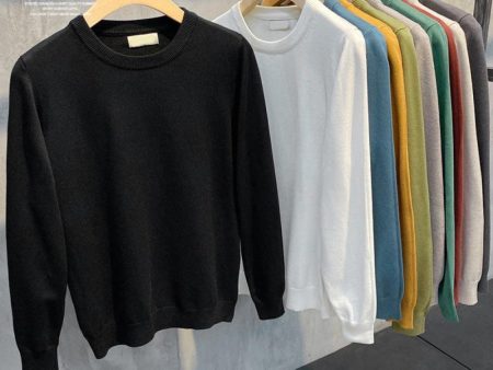 Basic Slim Crew Neck Sweater For Cheap