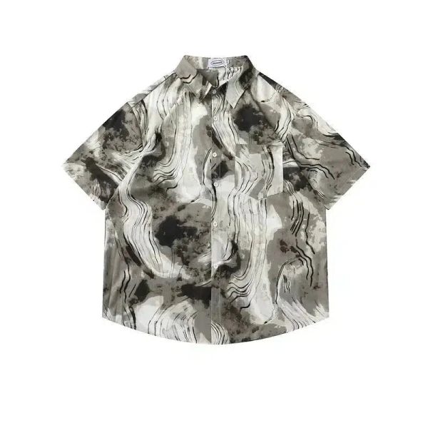 Abstract Print Button-down Shirt on Sale