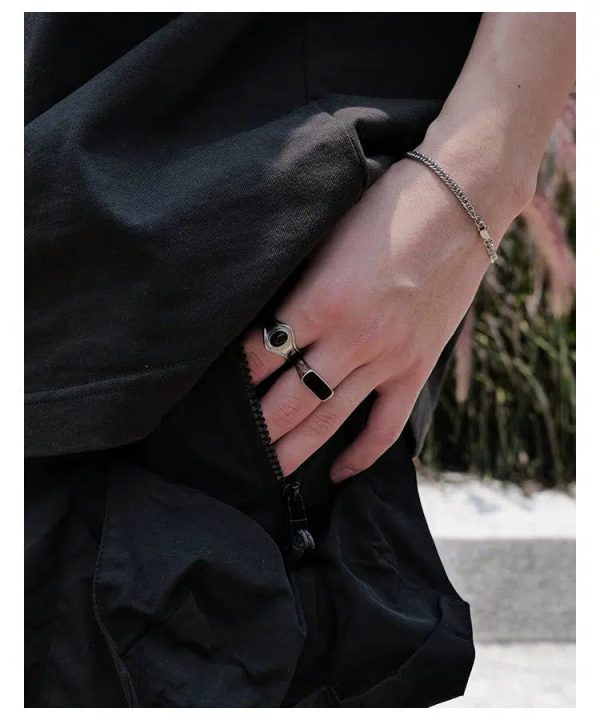 Black Agate Stone Ring Hot on Sale