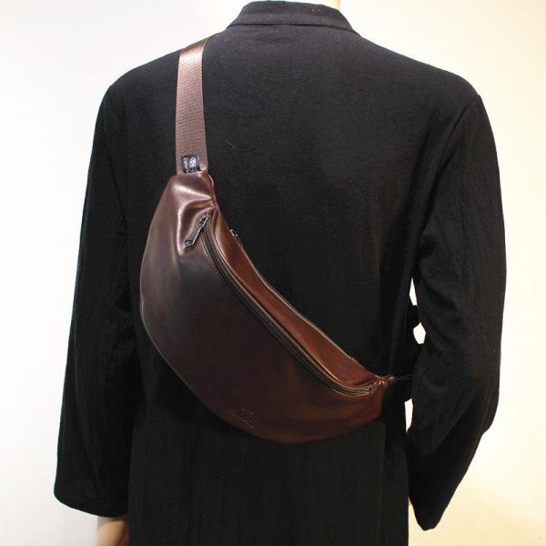 Black Faux Leather Chest Bag Online