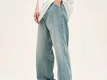 Basic Light Blue Straight-leg Jeans Hot on Sale