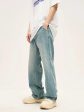 Basic Light Blue Straight-leg Jeans Hot on Sale