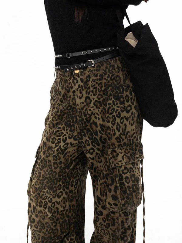 Wide-leg Leopard Print Jeans Supply