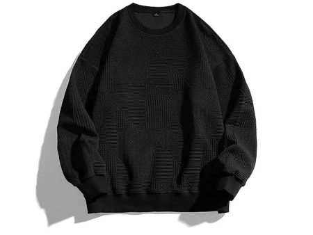 Waffle Texture Round Neck Sweatshirt Discount