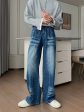 Washed High Waist Straight Leg Jeans For Sale